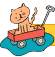Games icon. Kitten toy on a skateboard